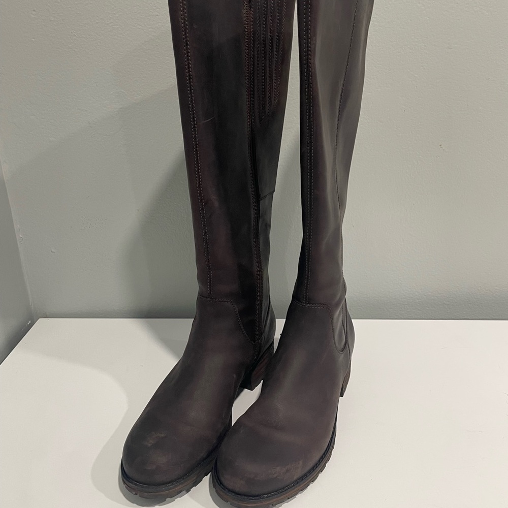Clarks Marana Trudy women's knee-high boots in dark brown leather size 7.5